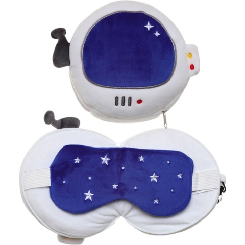 Relaxeazzz Pluche Space Cadet Ruimtevaart Rond Reiskussen en Slaapmasker - Wit