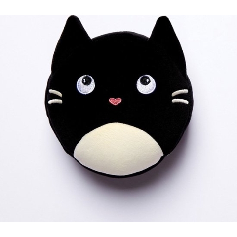 Reiskussen & Slaapmasker - Relaxeazzz Feline Fine Rond - Zwart&Wit - 16,5x13,5x10,5cm/15x28x7cm