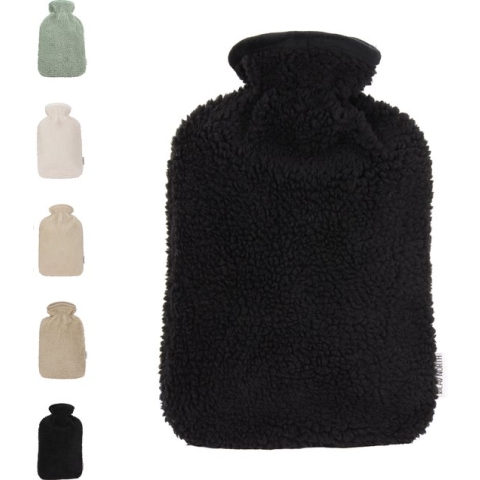 Ølav North – Kruik met Teddy hoes - Tot 6 uur warmte - Heerlijk zacht - Warmwaterkruik - 2 liter – Zwart
