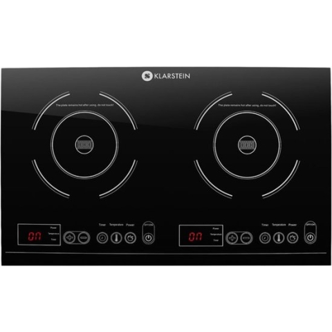 Klarstein Varicook XL - Dubbele Inductiekookplaat - 3100W - Timer - Tussen de 6 en 240° C - Touch Bedieningspaneel - Naadloos Glazen Oppervlak - Effectieve Reiniging - Ingetogen, Trendy Blikvanger - 10 Vermogensniveau - Zilver