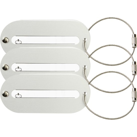 Kofferlabel Isa - 5x - zilver - 8.5 x 4 cm - reiskoffer/handbagage label