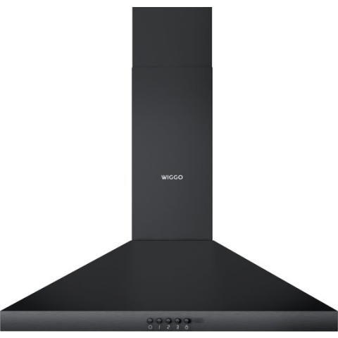 Wiggo WE-D630P(B) - Wandschouw Afzuigkap - 60 cm - 300m³/h - 3 standen - Energieklasse D - Zwart - Koolstoffilters meegeleverd
