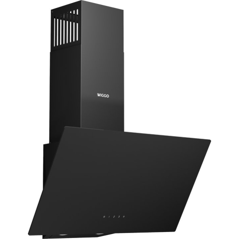 Wiggo WE-A641G(B) - Schuine afzuigkap - 60 cm - 650 m³/h - 4 standen - Energieklasse A - Zwart - Glas - Koolstoffilters meegeleverd