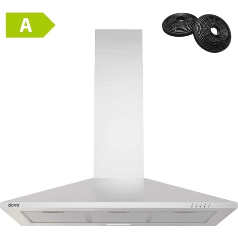 CIARRA CBCS9201-OW 90cm Afzuigkap RVS - inclusief set koolstoffilters – 370m3 - energieklasse A