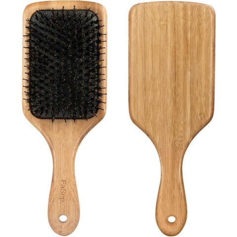 Antistatische wildzwijnharen paddle haarborstel, professionele bamboe stylingborstel voor ontharing en ontwarring, geschikt voor dik en lang, glad en krullend haar