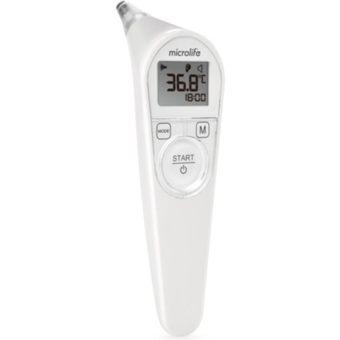 Microlife - IR 210 - Infrarood Oorthermometer - Klinisch getest - Zeer nauwkeurige metingen - Helpt bij het correct positioneren in het oor - Meet temperatuur, objecten en omgeving - Inclusief beschermkapjes - 2 jaar garantie