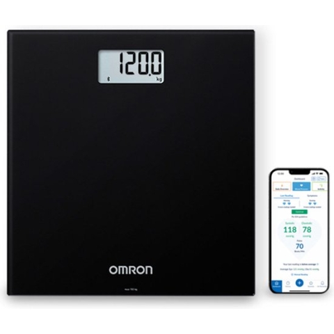 OMRON HN300T2 Intelli IT Personenweegschaal - Slimme Weegschaal met BMI meeting - Smart Scale - met Mobiele App – Zwart
