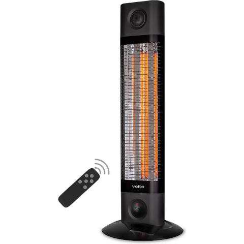 Veito CH1800 RT - Zwart - Energiezuinige Carbon Infrarood Verwarming - Elektrische Kachel - Heater - Terrasverwarming - Elektrisch - Staand - 4 warmtestanden regelbaar - incl. afstandbediening - 1700W