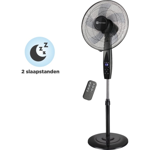 Nuvoo Statiefventilator - Oscillatiefunctie - Zuinig - 3 Standen - Stille/Slaap Ventilator - Energiebesparende Timerfunctie - Afstandsbediening