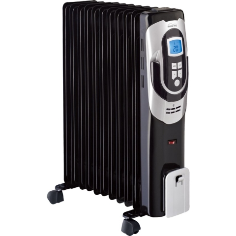 Borg olieradiator 2500 watt met digitaal display - Verwarming - Elektrische Kachel - Thermostaat - 3 Standen - Timer - Zwart - 11 Warmte Ribben