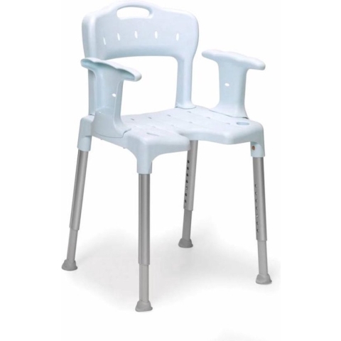 Etac Swift Douchestoel - Swift douchestoel met armsteunen en met rugleuning blauw - Comfort Hulpmiddel - Veilig baden en douchen