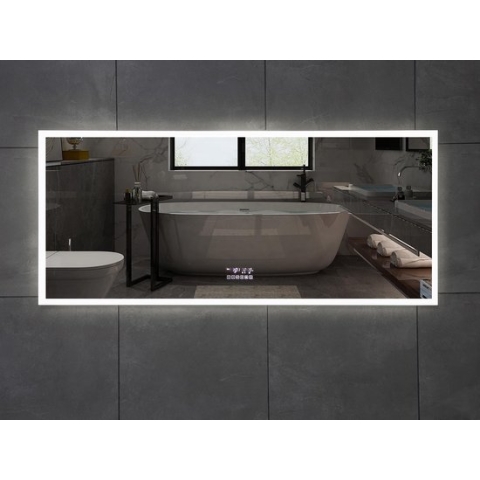Mawialux LED Badkamerspiegel - 160cm - Rechthoek - Verwarming - Digitale klok - Bluetooth - Nova