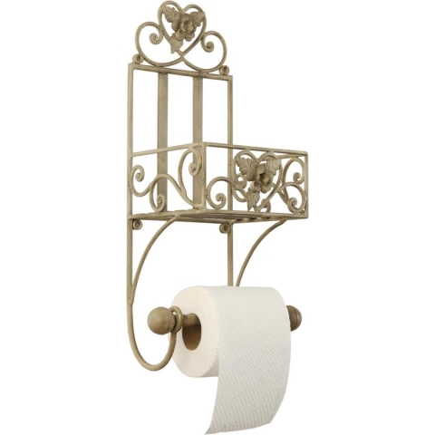 Clayre & Eef WC Rol houder 20x15x43 cm Beige Ijzer Toiletrolhouder