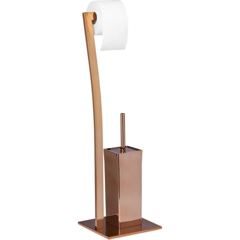 Relaxdays toiletaccessoires set - rvs - toiletrolhouder - toiletborstelhouder - wc-borstel - koperen