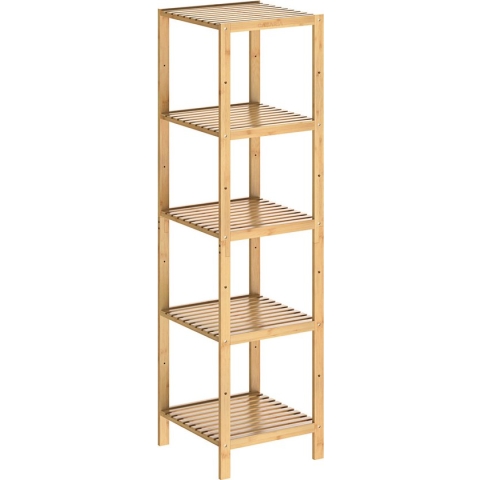 Casaria Staande badkamer/ woonkamer kast bamboe 140x33x33cm Tijdloos Hoogwaardige Kwaliteit
