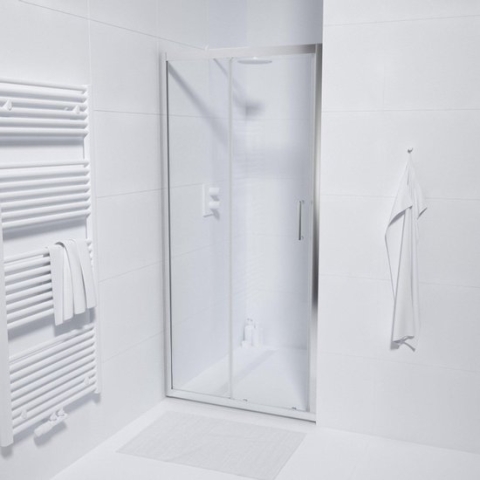 Saniclass ID06 Quick Fit Schuifdeur - 90x190cm - 6mm veiligheidsglas - alu profiel - anti kalk - chroom