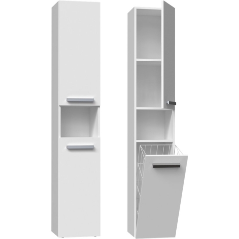 Badkamermeubel-Badkamerkast-Opbergkast Met Wasmand-kolomkast met wasmand