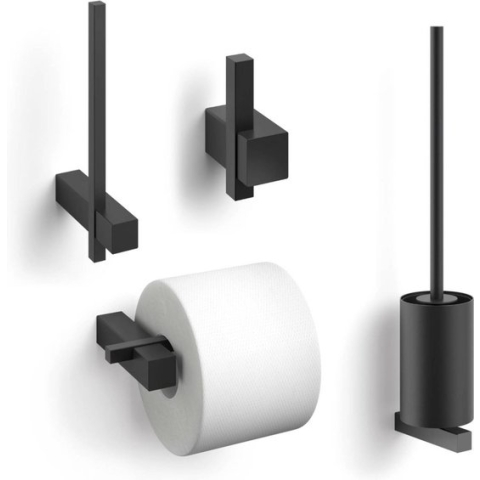 ZACK Carvo toilet accesoires set 4-in-1 rond Zwart
