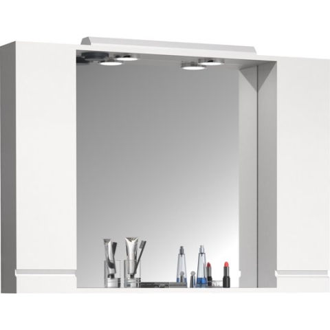 VCM Badkamer spiegel wandspiegel breedte 100 cm wandspiegelkast badkamer scharnierende deur greeploze verlichting Silora XL