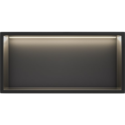 Mat Zwart RVS Inbouwnis 30x60x7cm met LED verlichting - Inbouwnis badkamer en Douche