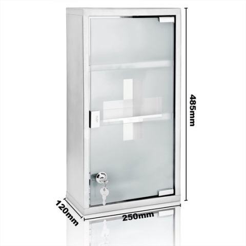 Medicijnkastje XXL - Incl. 2 Sleutels 48.5x25x12cm RVS 3 Vakken - Wit