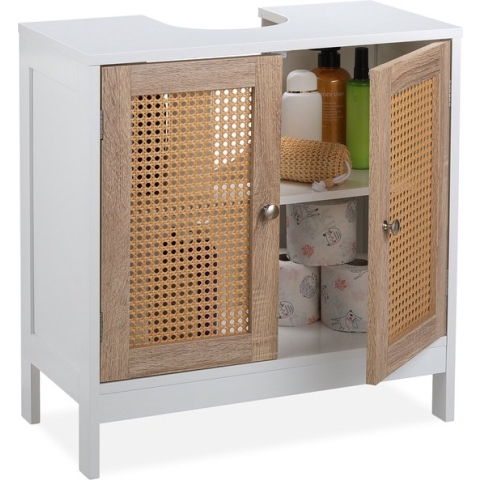 Relaxdays wastafelonderkast 60 cm - wasbak onderkast uitsparing - onderzetkast wastafel