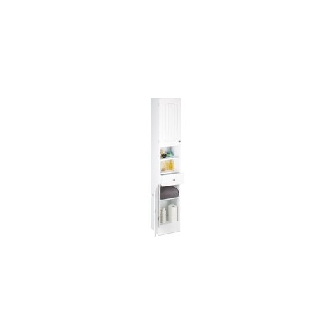 Relaxdays badkamerkast hoog wit - kast hout - opbergkast badkamer - MDF - met lades