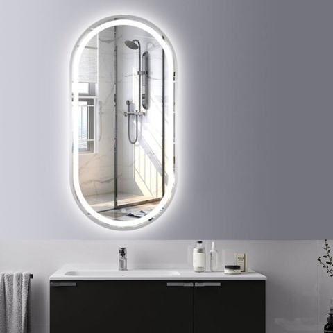 FENOMÉ Tokio Badkamerspiegel 60cm x 80cm Zilver spiegel met LED verlichting incl. spiegelverwarming – Dimbaar - ovaal