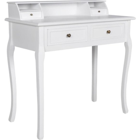 The Living Store Kaptafel - Wit - 87 x 42 x 89 cm - Handgemaakt hout - MDF