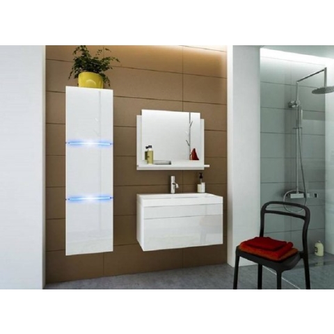 Badkamermeubel - Met wastafel - Led - Witte glans - LU1-17W-HG21-80U