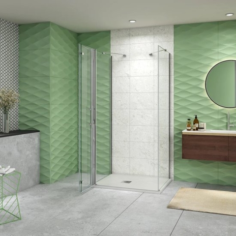 Serie Poppy - Douchecabine Rechthoek - 120x80 - Dubbele Vouwdeur - Vrijstaand - Chroom - 6mm Helder Veiligheidsglas - Antikalk