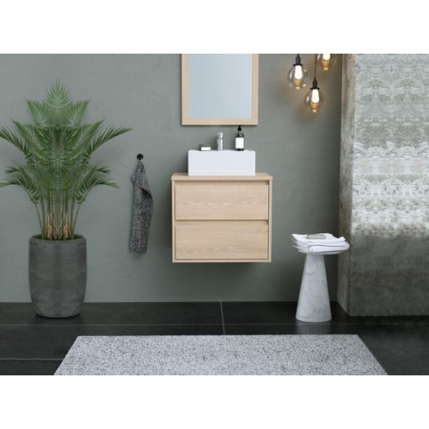 Meubel onder wastafel - Eikenfineer - 60 cm - MILIPAM L 60 cm x H 50 cm x D 45 cm