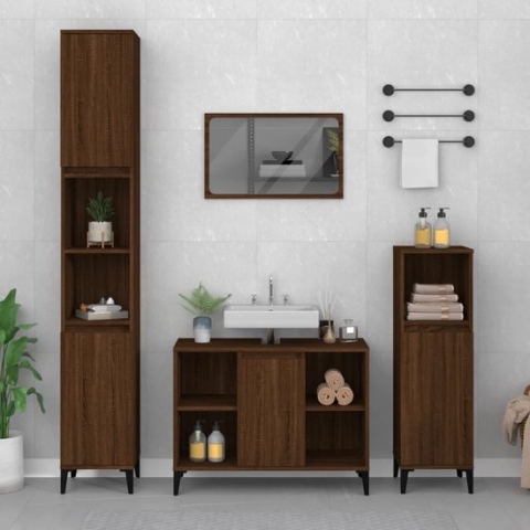 The Living Store Badkaast - - 80 x 33 x 60 cm - Duurzaam en opbergruimte - Bruineiken
