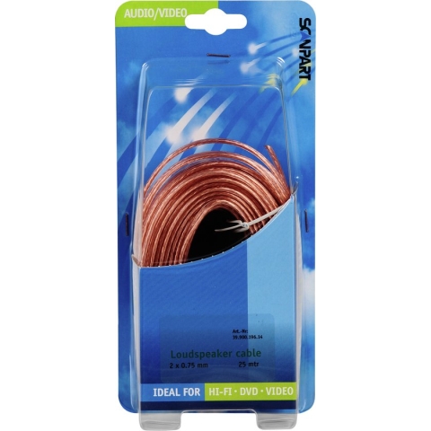 Scanpart luidsprekersnoer 25 meter - Transparant - 2 x 0.75 mm