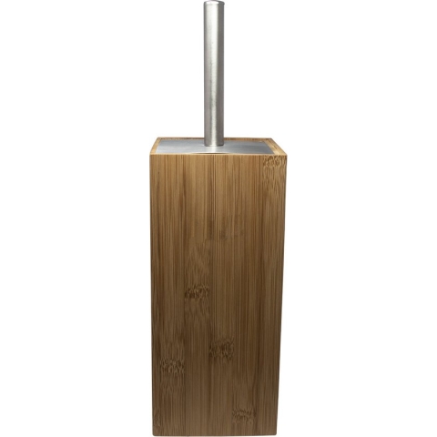 Toiletborstel met bruine houder van bamboe 34 cm - Wc-borstel - Toilet en badkamer accessoires