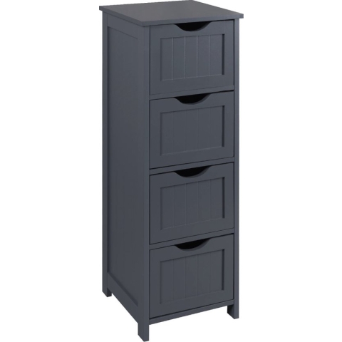 Happyment Kolomkast Badkamermeubel staand - Badkamerkast hoog - Badkamer - Grijs - 4 lades - 30x30x81cm