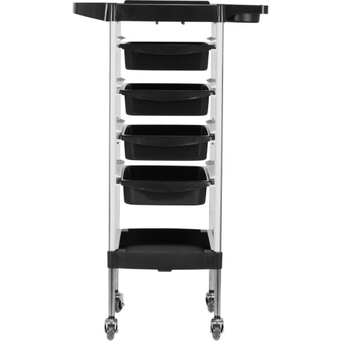 Gabbiano - Kapper & Barber trolley - werkwagen - zwart/wit - abs kunststof - rubberen wielen