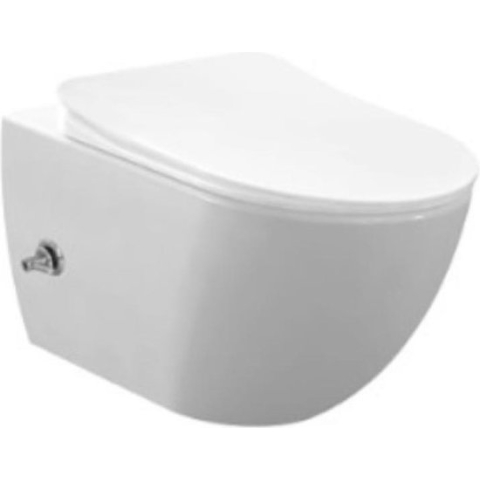 Creavit design ophang wc met rvs sproeier (bidet) Rim Off met een geïntegreerde warm/koud water kraan