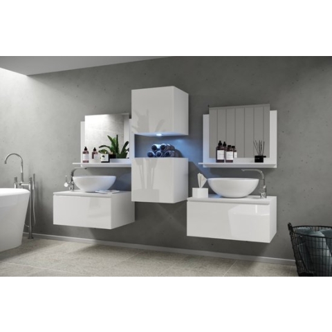 Badkamermeubel - Led - Witte glans - Alius 43 - A43-HG-W-2