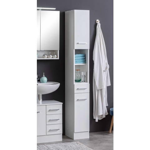 Kolomkast Ricca 25cm 2 deuren & 1 lade - wit