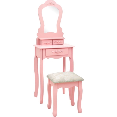 The Living Store Opmaaktafelset - Paulowniahout - 50x59x136 cm - Roze