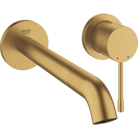 GROHE Essence New Wandgemonteerde Inbouw Wastafelkraan - afbouwdeel - zonder inbouwdeel - lange uitloop - mat goud - 19967GN1