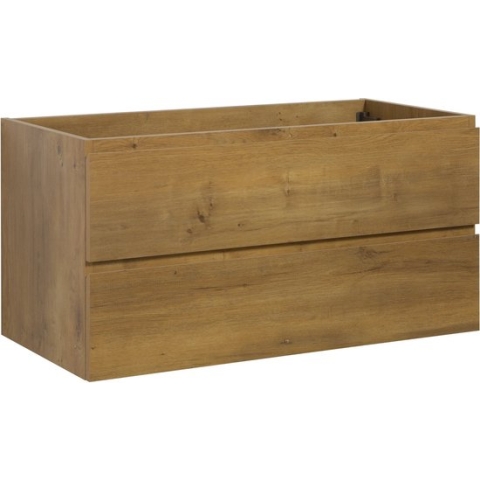 Badplaats Wastafel Onderkast Angela 100 cm x 48 cm - Eiken - Hangend Wastafelmeubel Met Lades