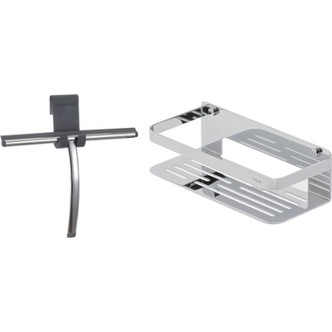 Tiger Caddy Douchemand 24 cm met raamwisser inclusief glashaak Chroom / RVS gepolijst