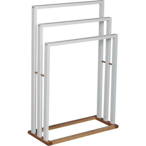 MSV Handdoeken ophang/drogen rek badkamer - wit bamboe hout - 42 x 24 x 82 cm