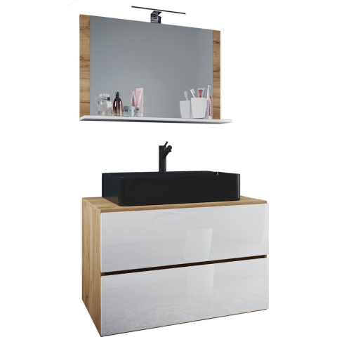 VCM 3-delige Wastafel Badkamermeubelset Wastafel Lendas BL breedte 60 cm M Lade