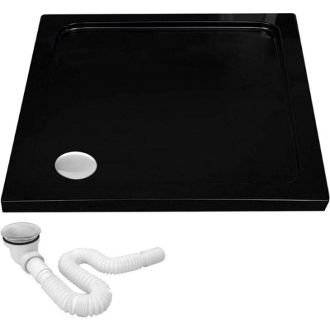 REA Savoy Black Douchebak Vierkant 90 x 90 x 6 cm - Glans Zwart