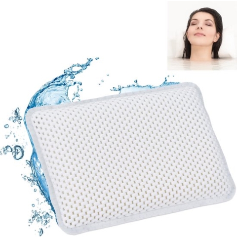 Relaxdays badkussen met zuignappen - hoofdsteun bad - nekkussen bad - badkussen home spa - wit