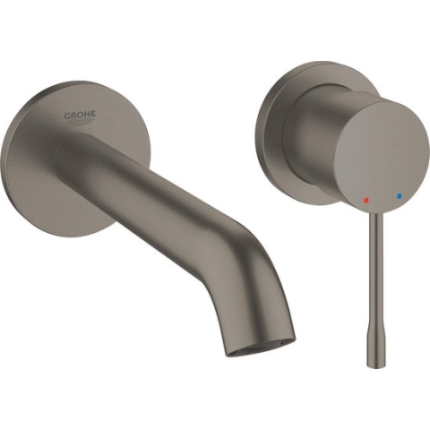 GROHE Essence New Wandgemonteerde Inbouw Wastafelkraan - afbouwdeel - exclusief inbouwdeel - hard graphite geborsteld (mat antraciet) - Waterbesparend