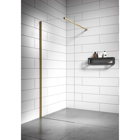 Badplaats Douchewand Florida 70 cm x 200 cm - Goud – Inloopdouche 8 mm Veiligheidsglas